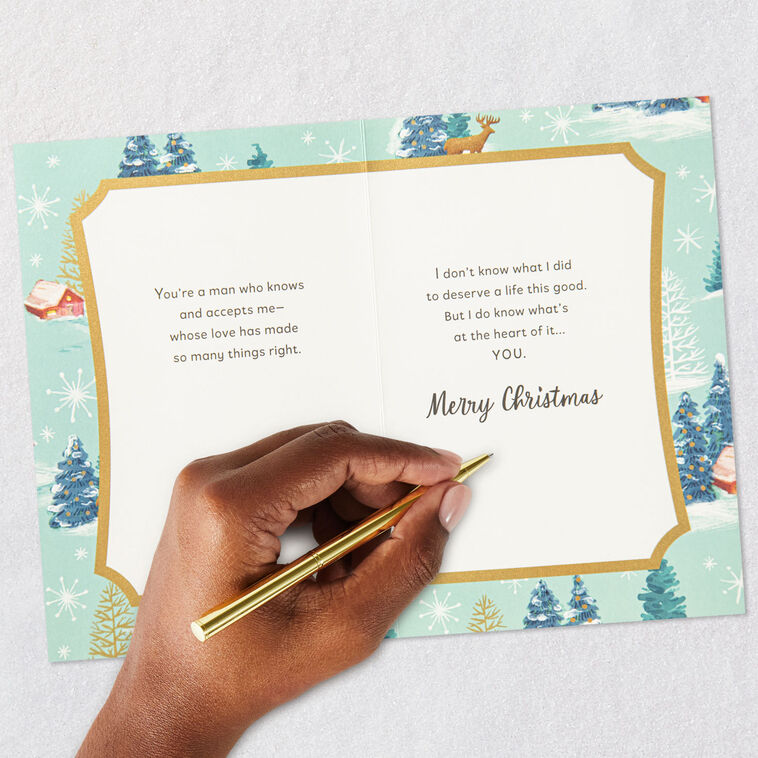 Winter Scenes With Ribbon Husband Christmas Card Signing card image number 8