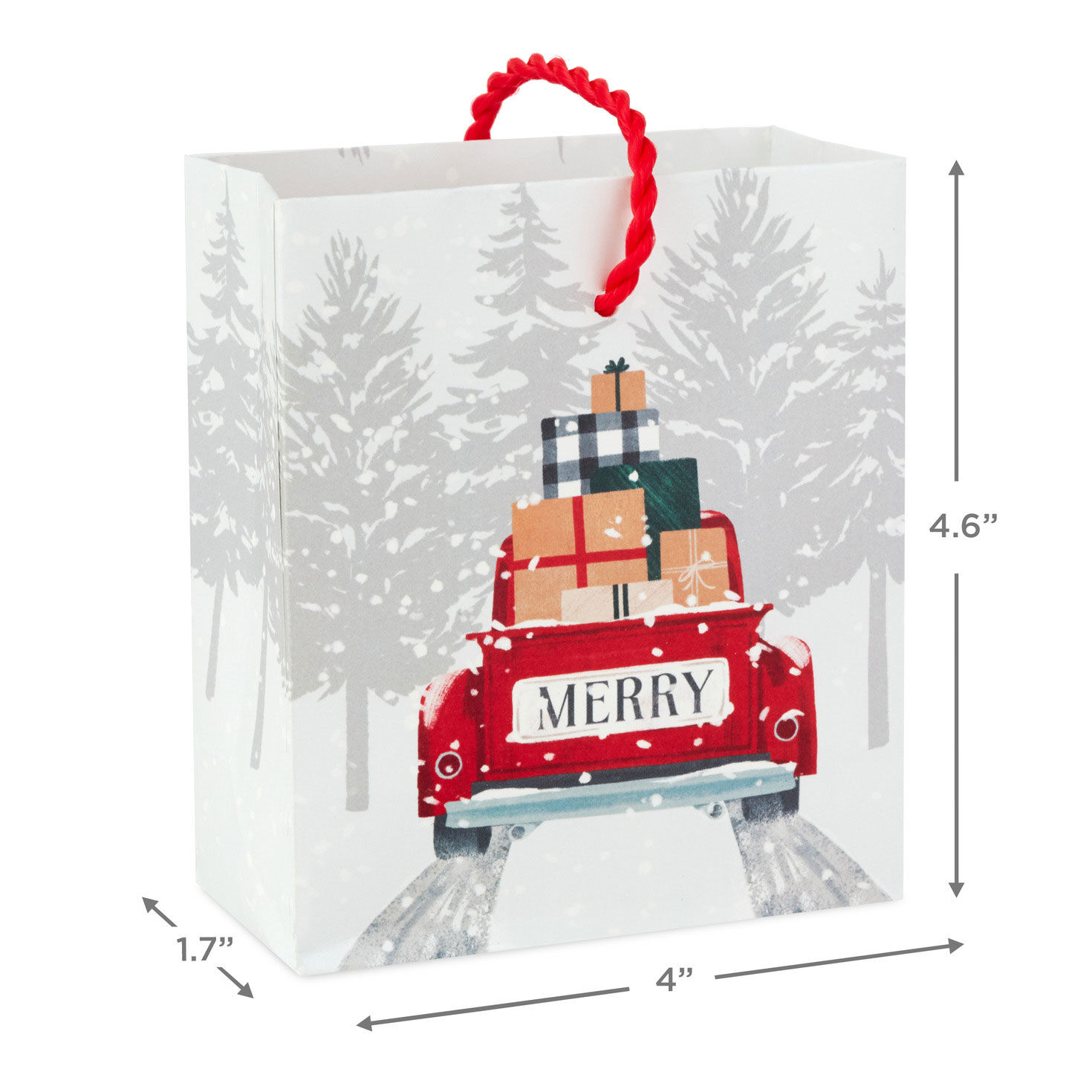 Red and White Christmas Gift Card Holder Mini Bags measurement image number 3