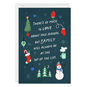 Holiday Symbols on Green Personalized Christmas Card Card Front with Envelope image number 1