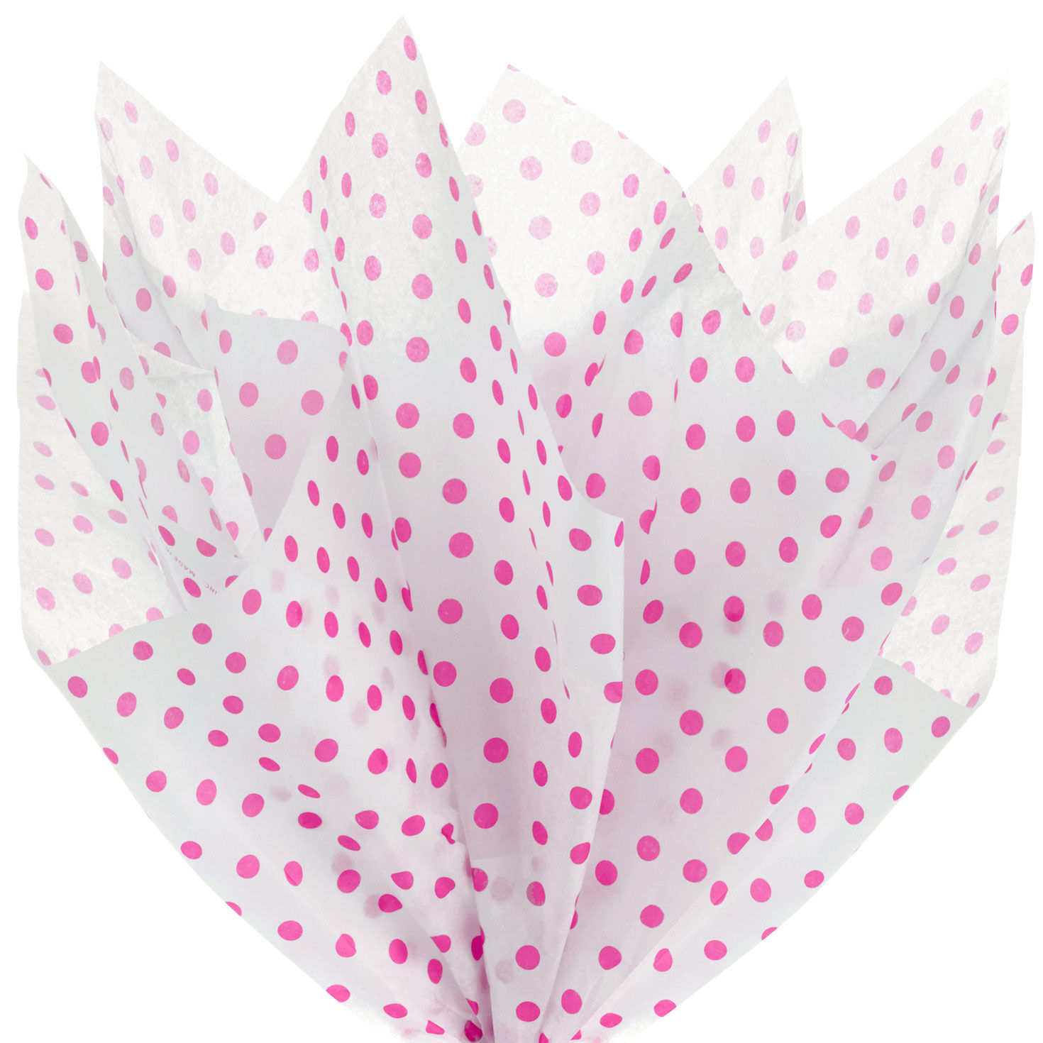 Hot Pink Polka Dots on White Tissue Paper, 6 sheets, Hot Pink on White, large image number 2