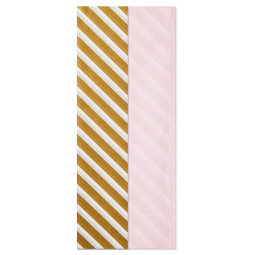 Light Pink and Gold Stripe 2-Pack Tissue Paper, 4 Sheets, 
