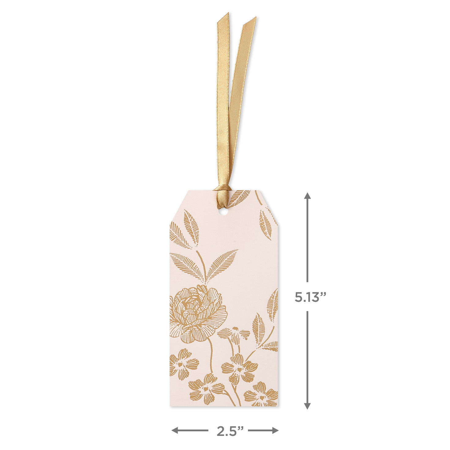 Retro Floral Gold and Pink Gift Tag measurement image number 3