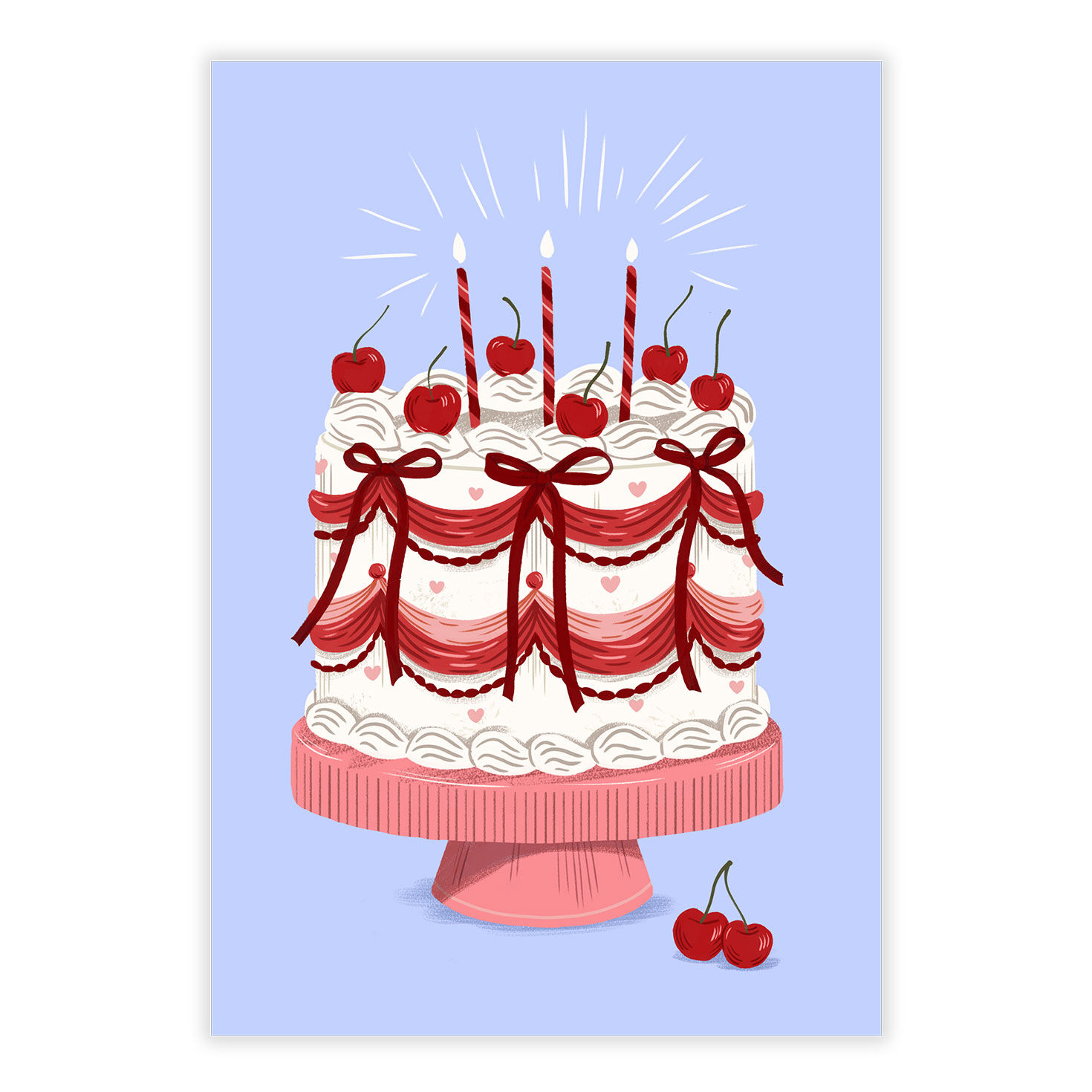 Hearts and Bows Personalized Birthday Card front image number 2