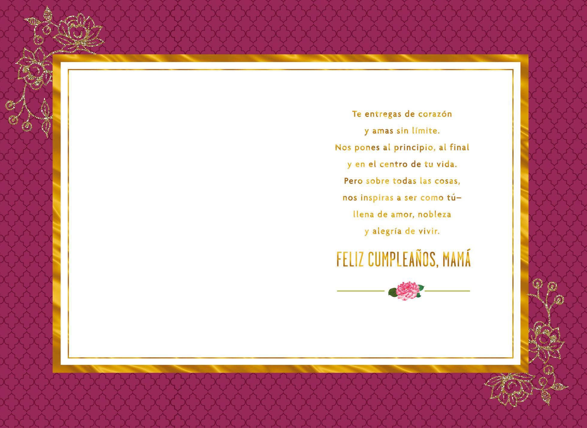 Floral Sparkles Spanish-Language Birthday Card for Mom