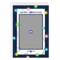 String Lights Blue Frame Personalized Christmas Card Card Front indicating personalization image number 3