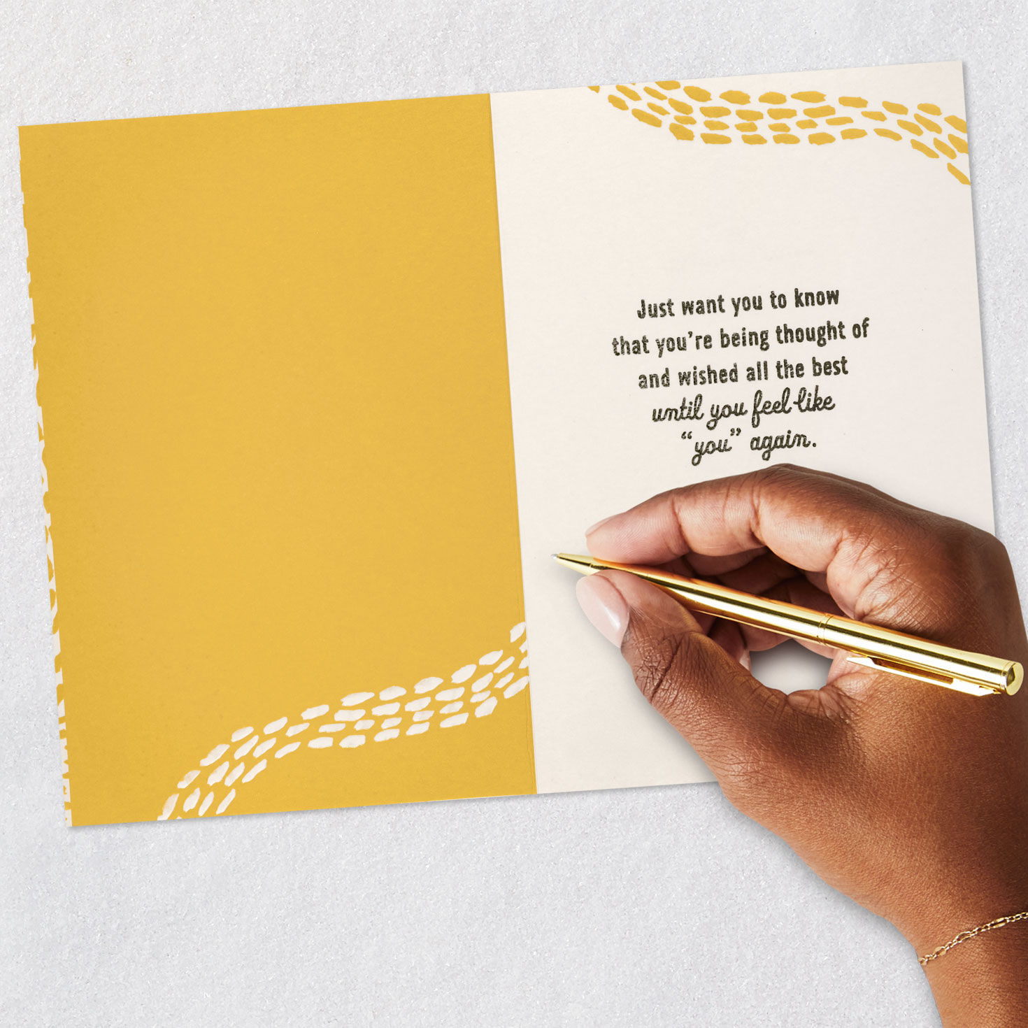Abstract Yellow Swirl Get Well Card Signing card image number 6