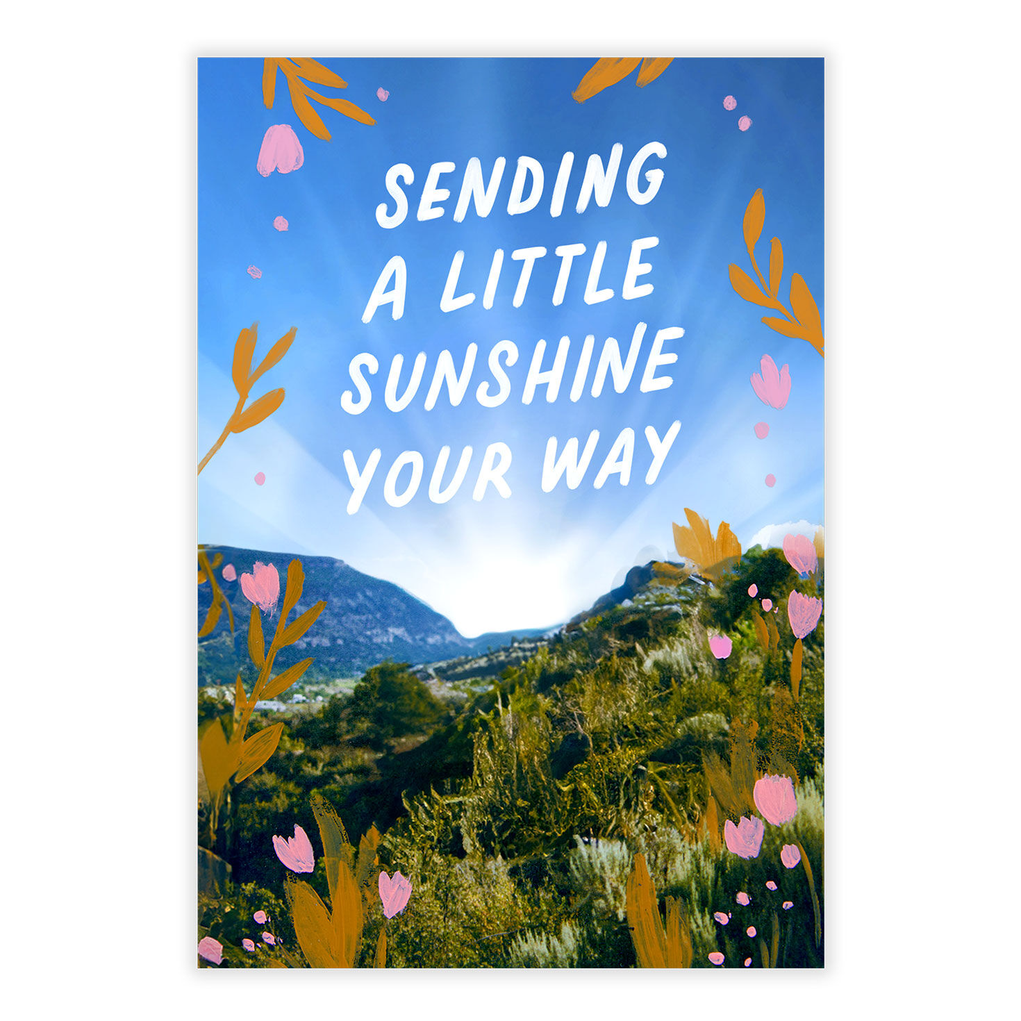 Sunny Landscape Personalized Thinking of You Card front image number 2