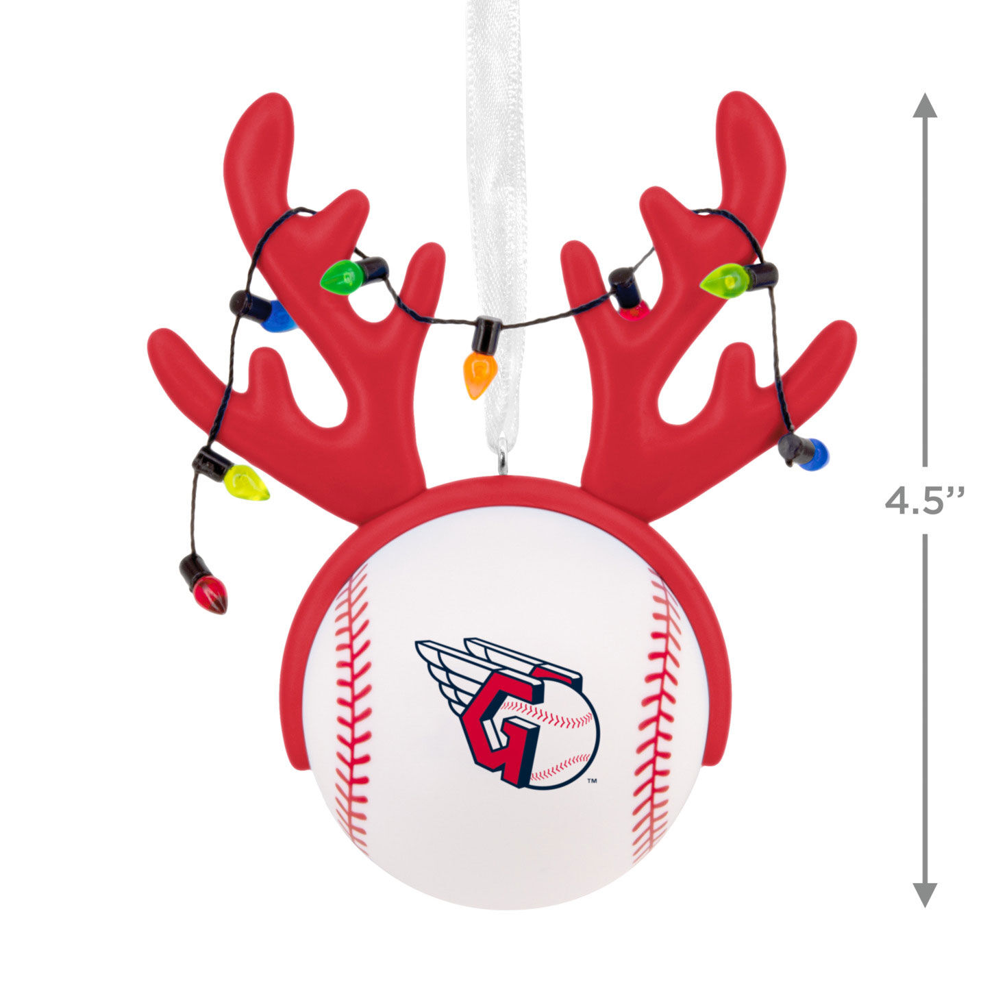 Guardians Reindeer Baseball Christmas Ornament measurement image number 3