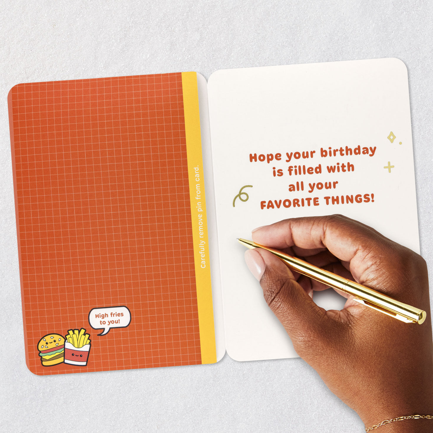 Party Your Buns Off Birthday Card With Hamburger Pin signing card image number 7
