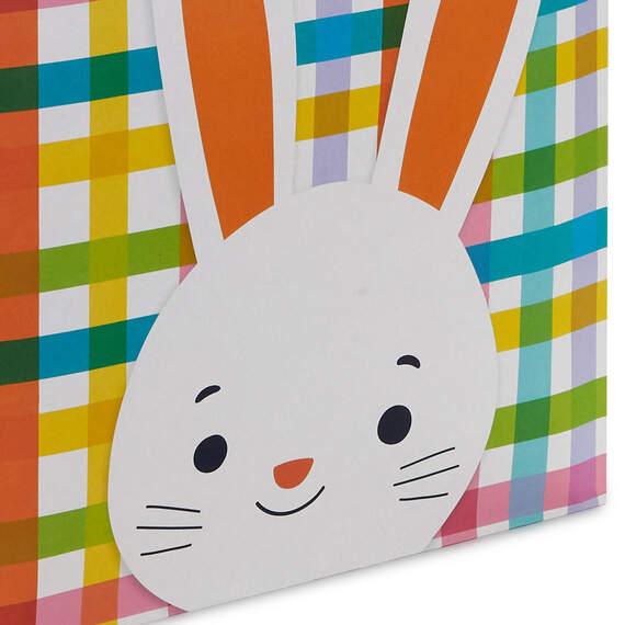 17" Bunny on Plaid Extra-Large Easter Gift Bag With Tissue Paper, , large image number 5
