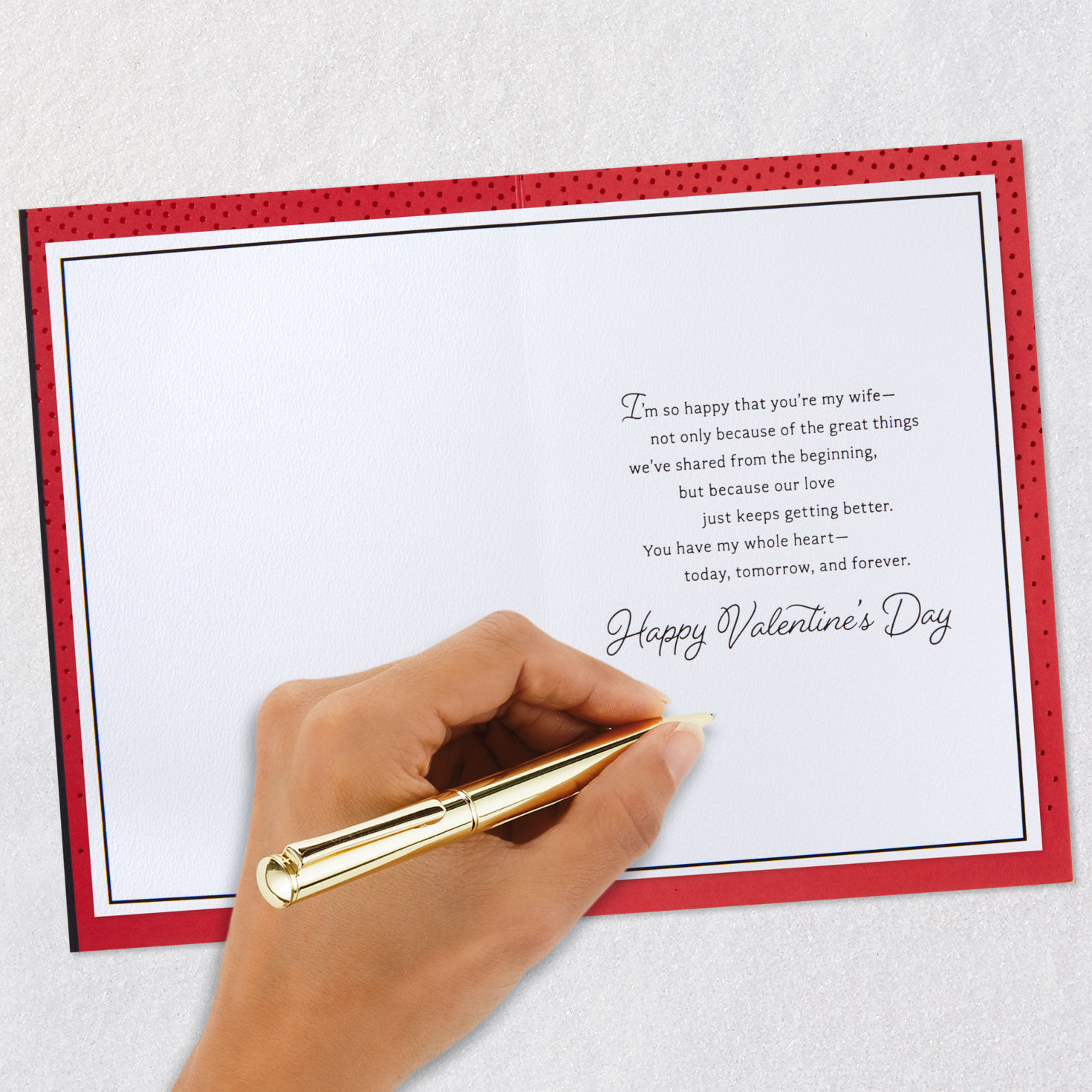 Sparkly Red Rose Wife Valentine's Card signing card image number 6