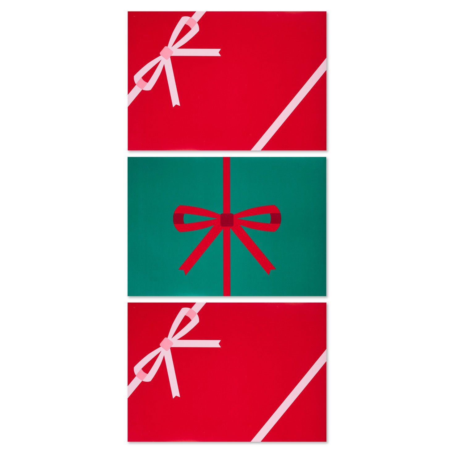 Red and Green with Bows Holiday Gift Boxes front flat image number 5