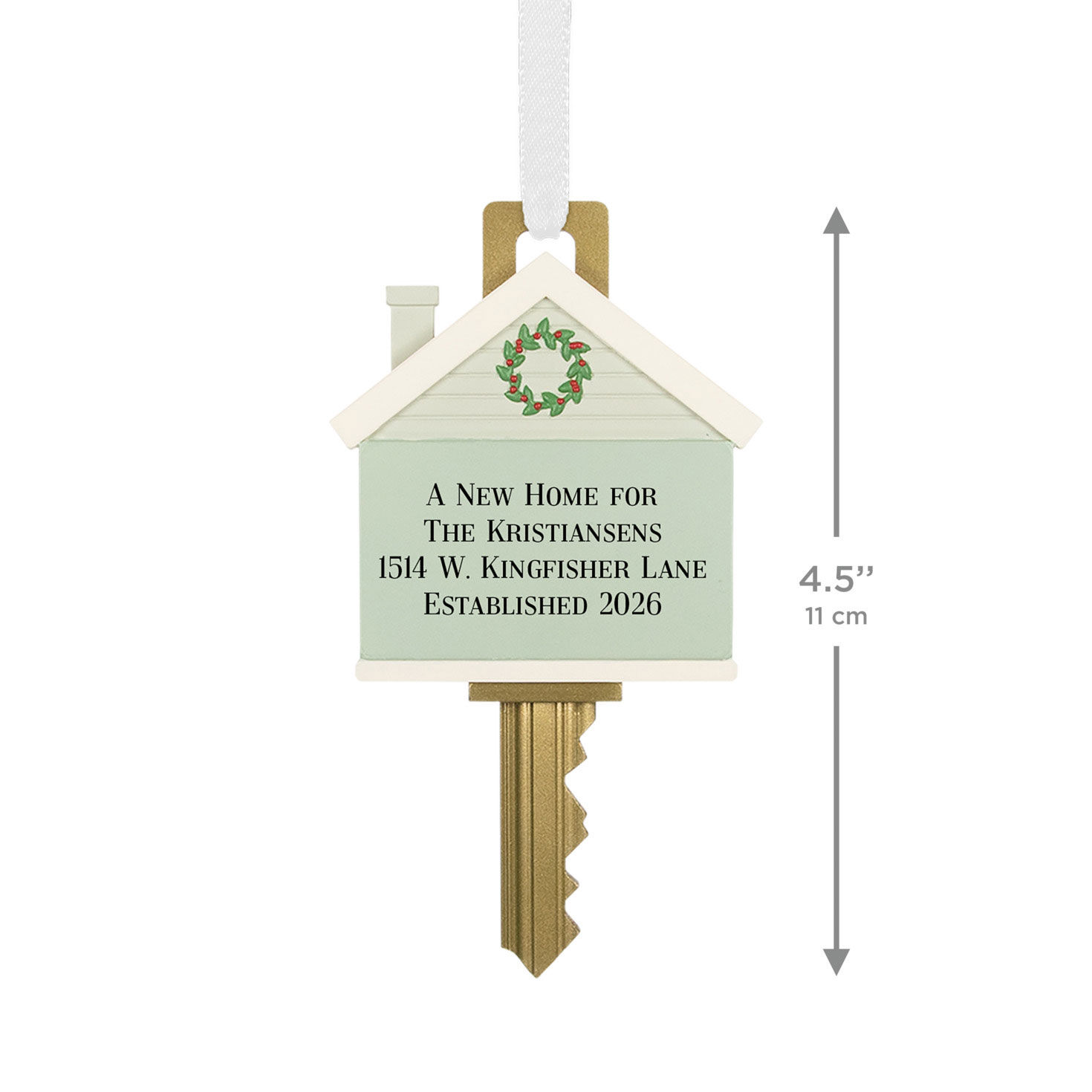 New Home Key Personalized Christmas Ornament measurement image number 3