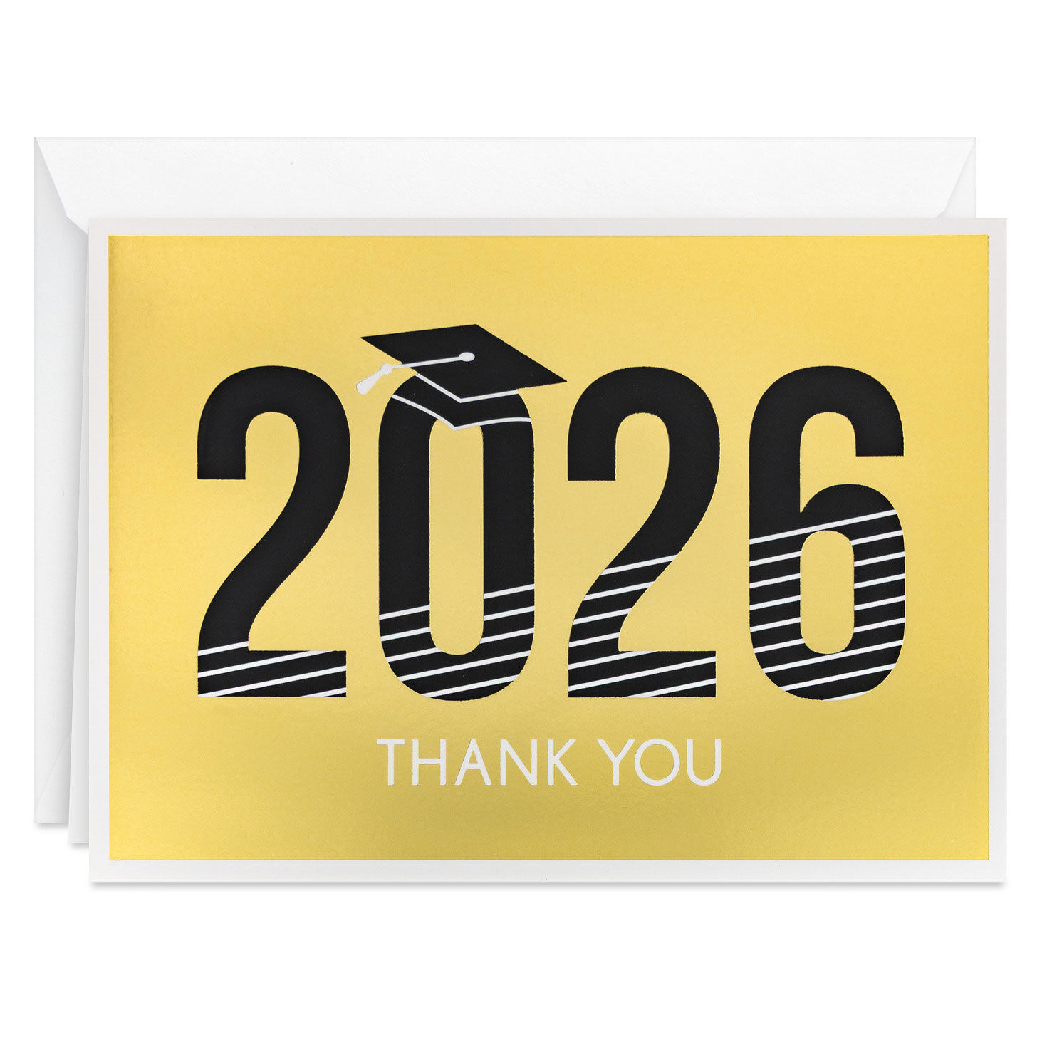 Black 2026 on Gold Grad Thank You Cards Bulk Pack front image number 2