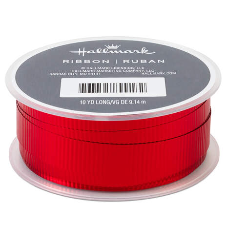 Red 0.5" Crimped Ribbon, 30', , large