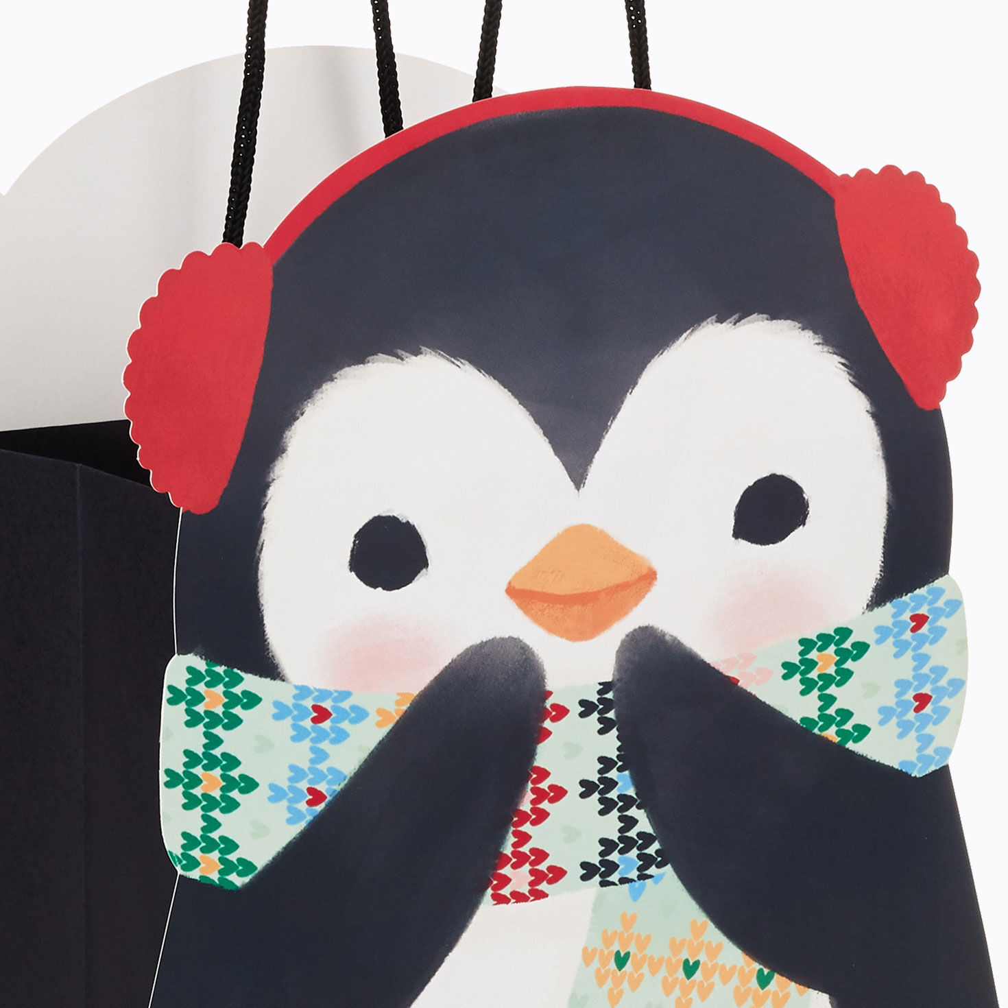 9.6 Penguin in Earmuffs Medium Christmas Gift Bag