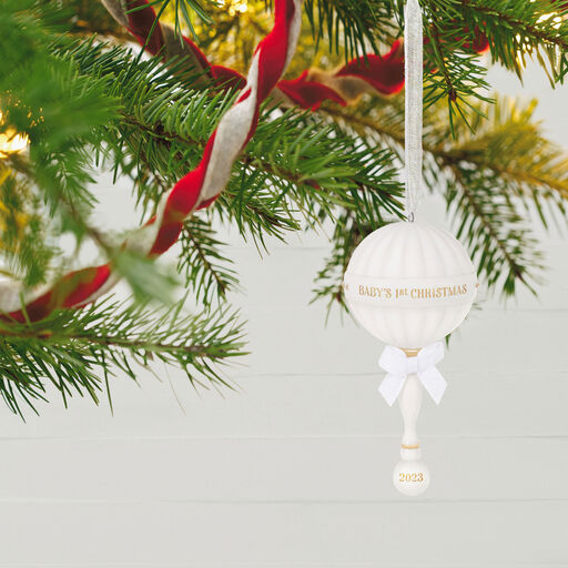 Baby's First Christmas Rattle 2023 Porcelain Ornament, 