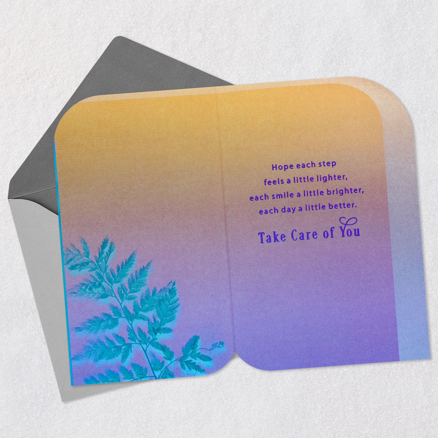 Colorful Monstera Leaf Get Well Card Open card with envelope image number 3