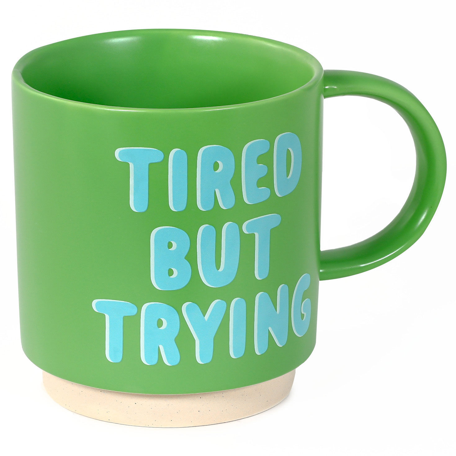 Tired But Trying Bright Green Mug back image number 3