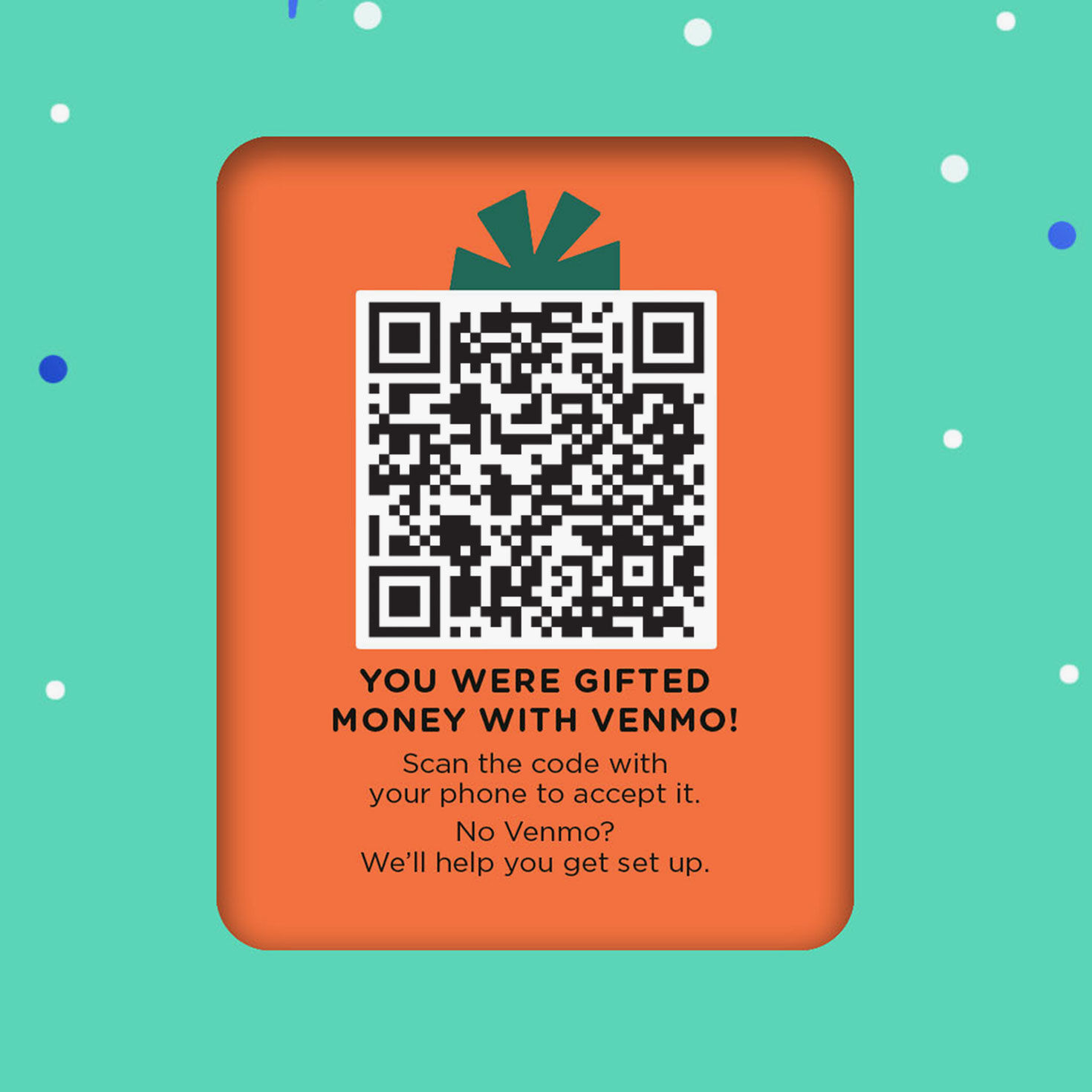 Colorful Snowflakes Venmo Happy Holidays Card QR code image number 6