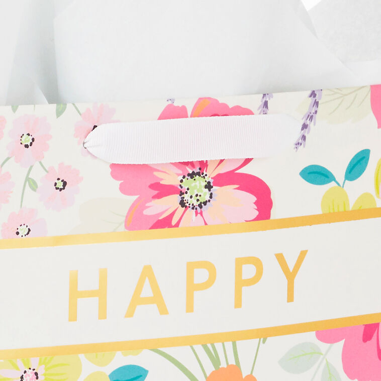 13" Floral Stripe Large Mother's Day Gift Bag With Tissue, , large image number 6