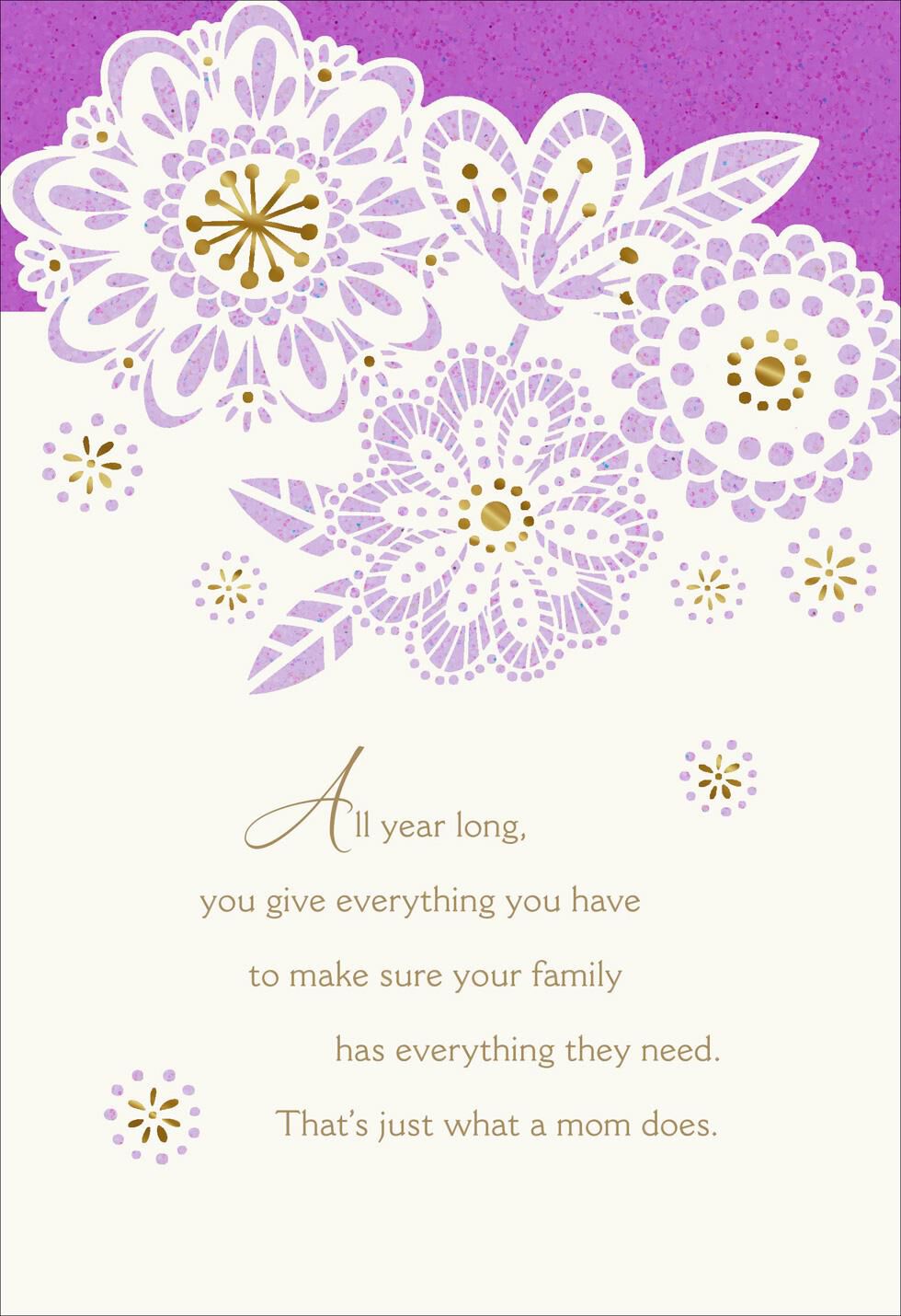 White Filigree Flowers Mother's Day Card