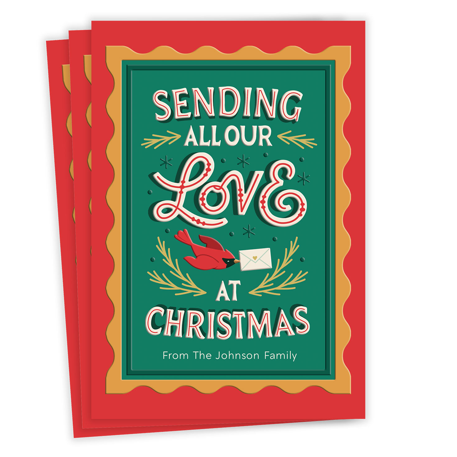Sending All Our Love Stamp Flat Christmas Photo Card
