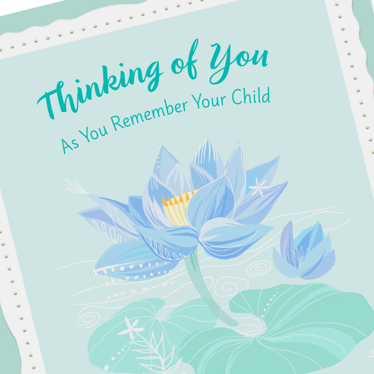 Blue Water Lily Loss of Your Child Sympathy Card - Greeting Cards