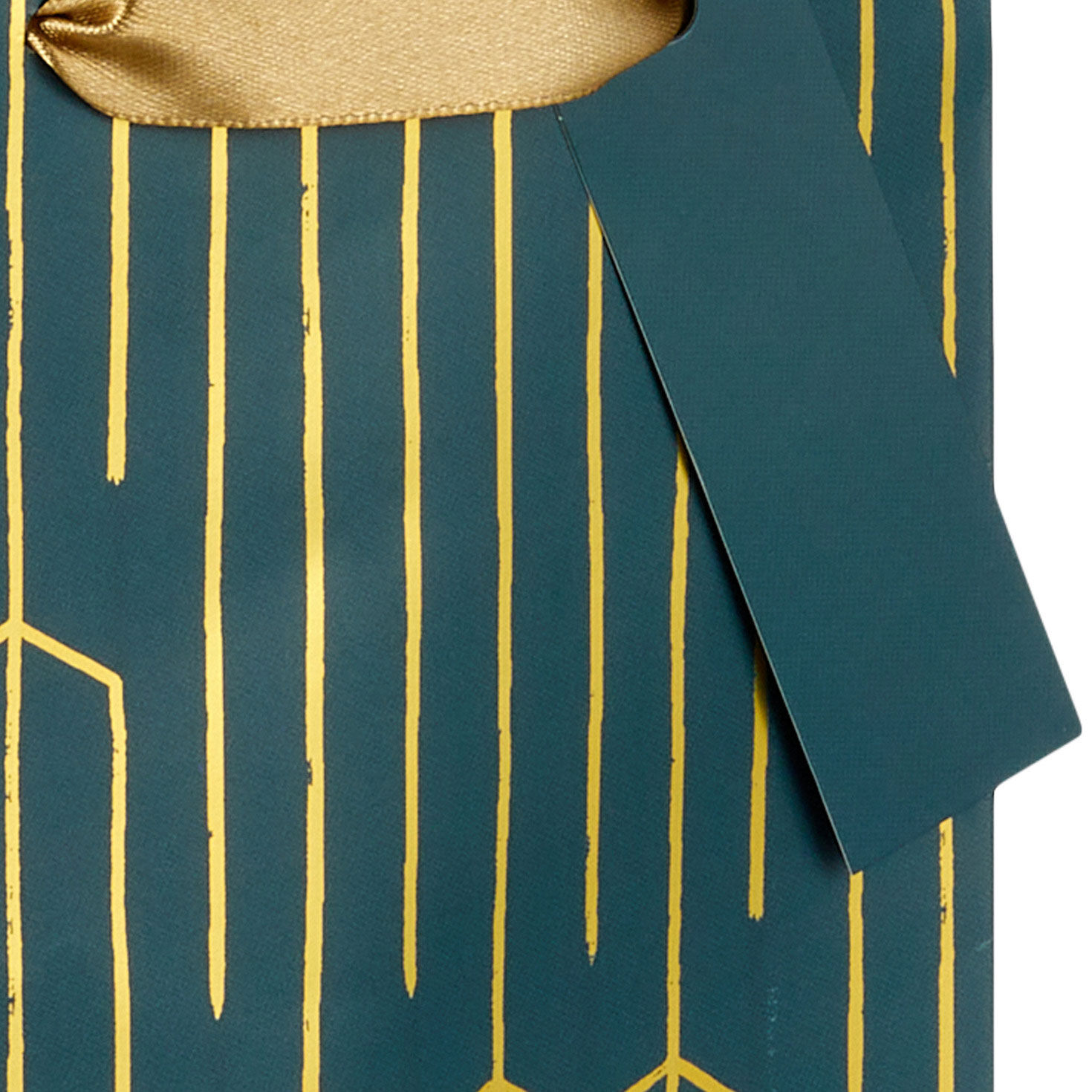 Gold Foil on Green Wine Bottle Gift Bag Handle Detail image number 4