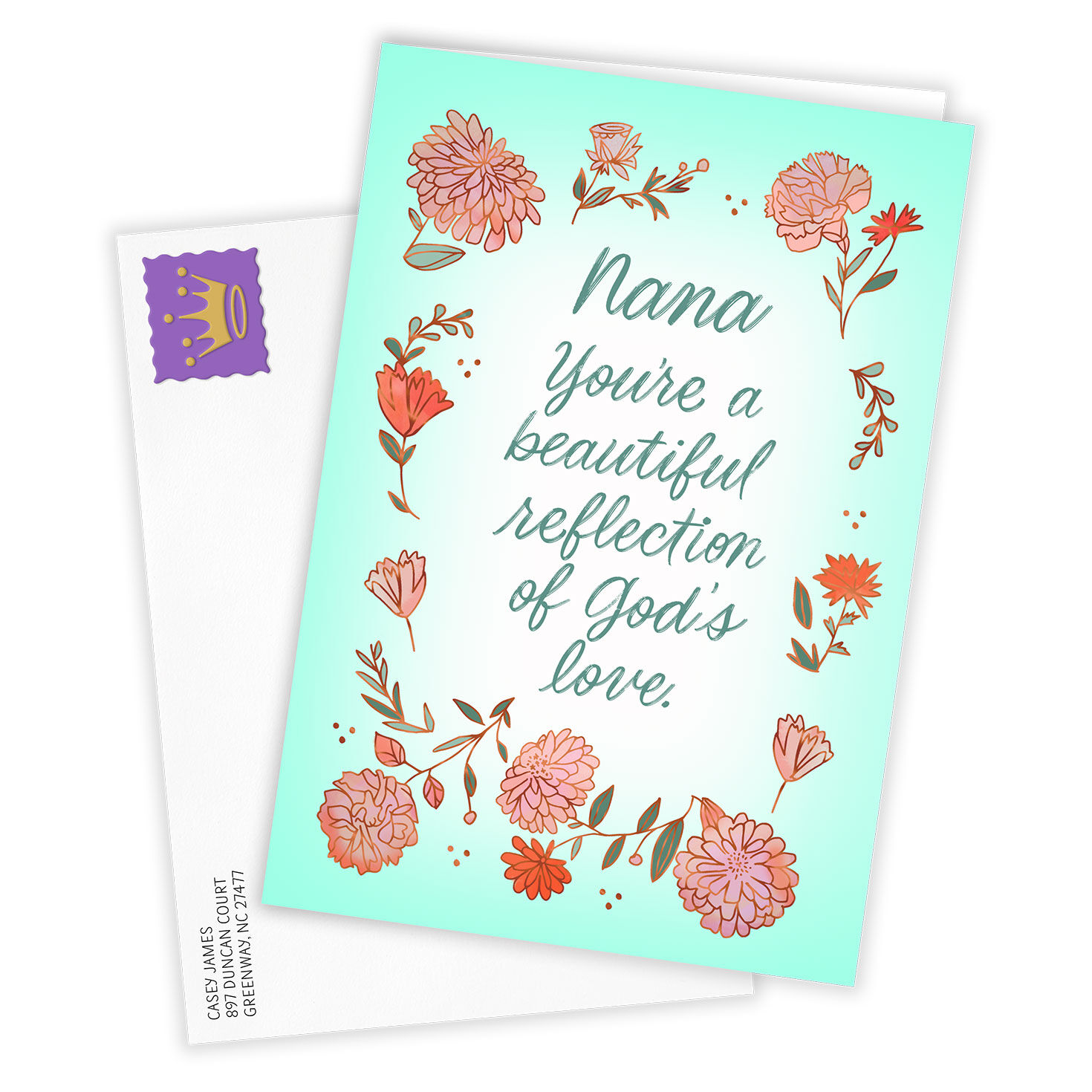 Pink Carnations Personalized Mother's Day Card Card Front with Envelope image number 2