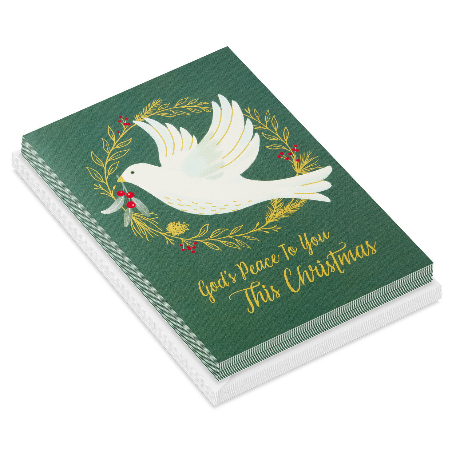 Dove on Green DaySpring Religious Christmas Cards Card stack image number 2