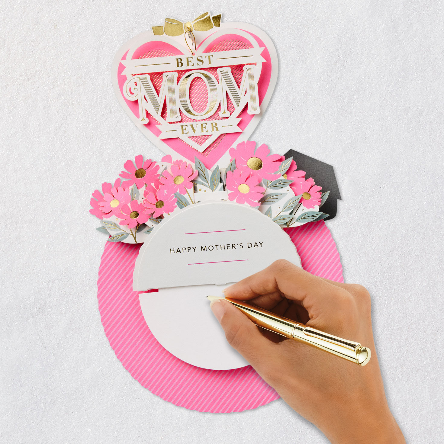 Hearts and Flowers Mom Pop-Up Mother's Day Card With Music Signing card image number 7