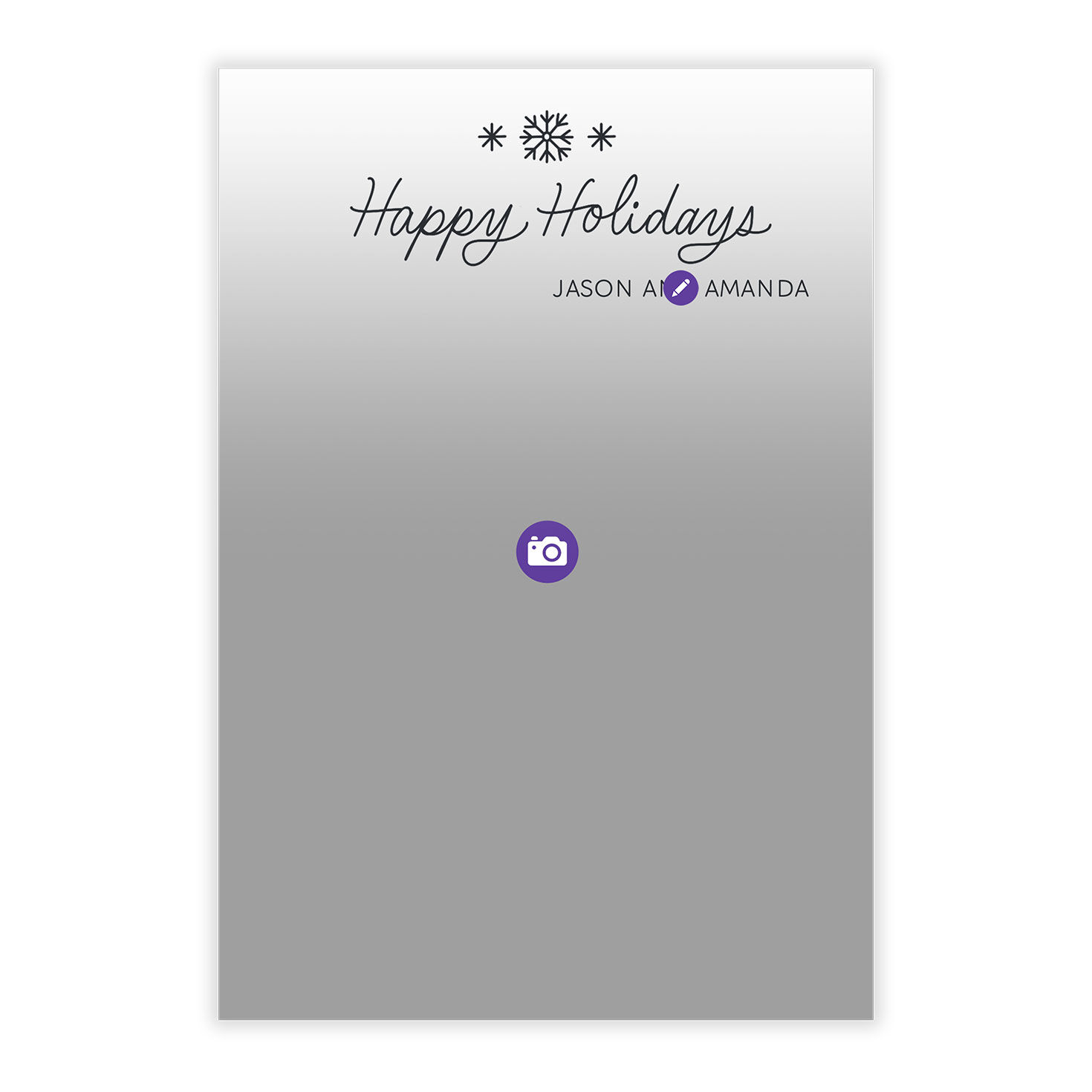 Line Art Snowflake Personalized Holiday Photo Card Card Front indicating personalization image number 5
