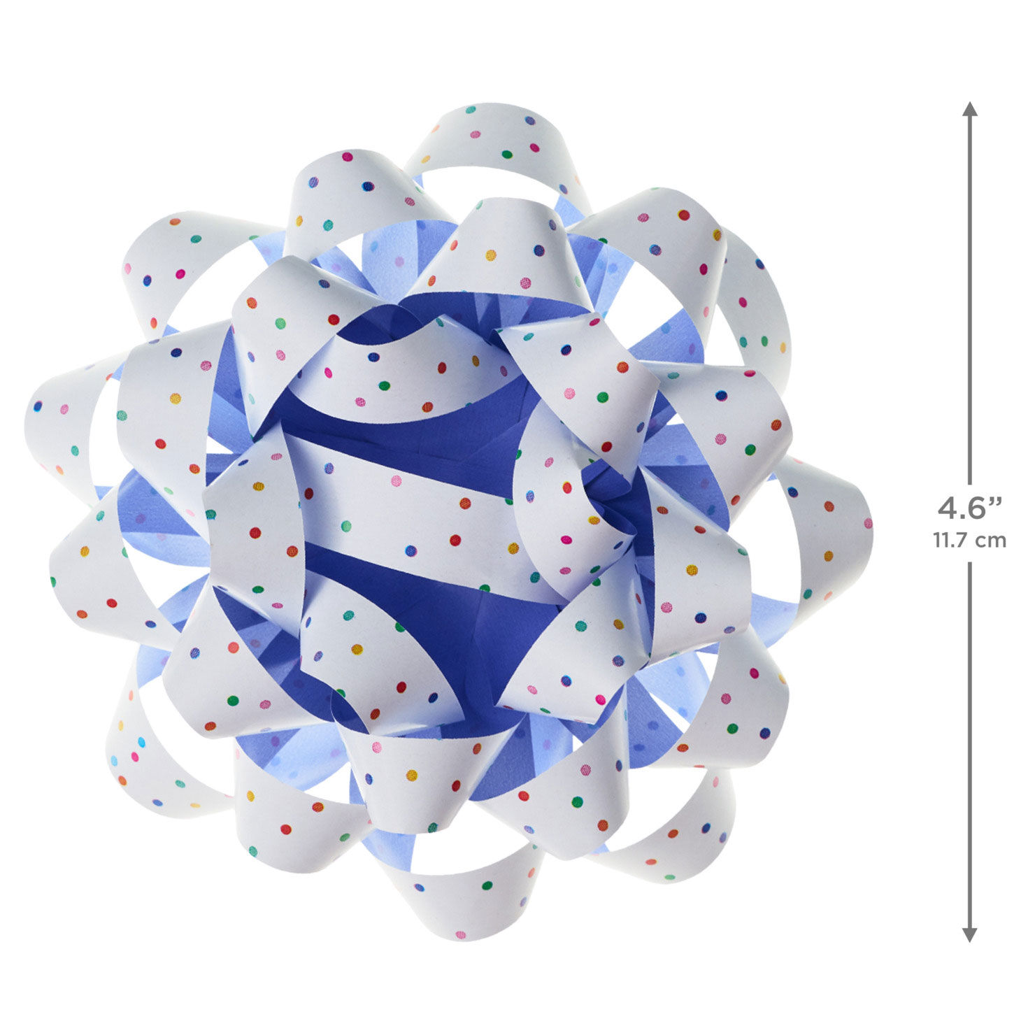 White With Dots and Periwinkle on Reverse Gift Bow measurement image number 3