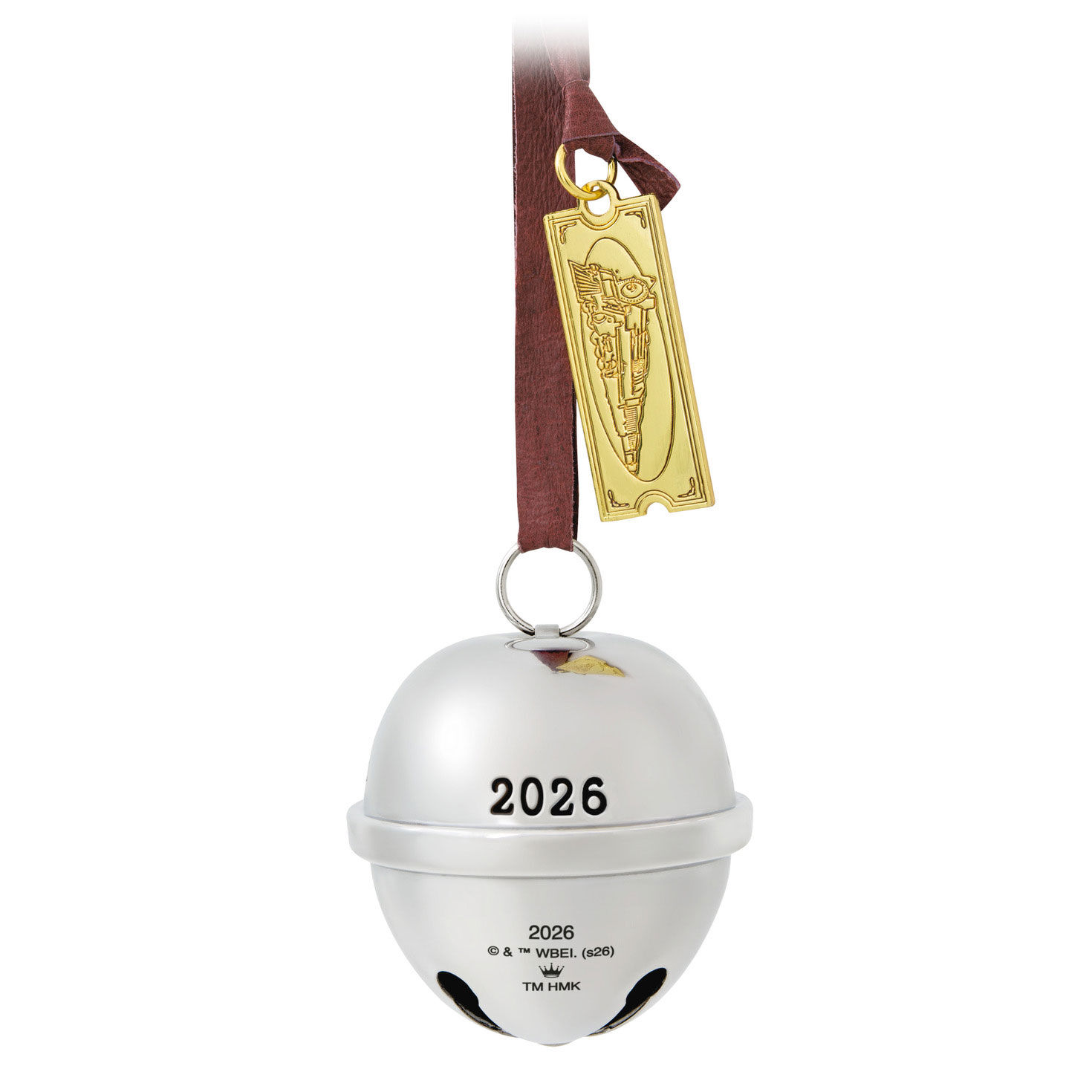 Polar Express Silver Sleigh Bell Keepsake Ornament Back image number 6