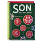 Red and Green Snowflakes Son Christmas Card front image number 1