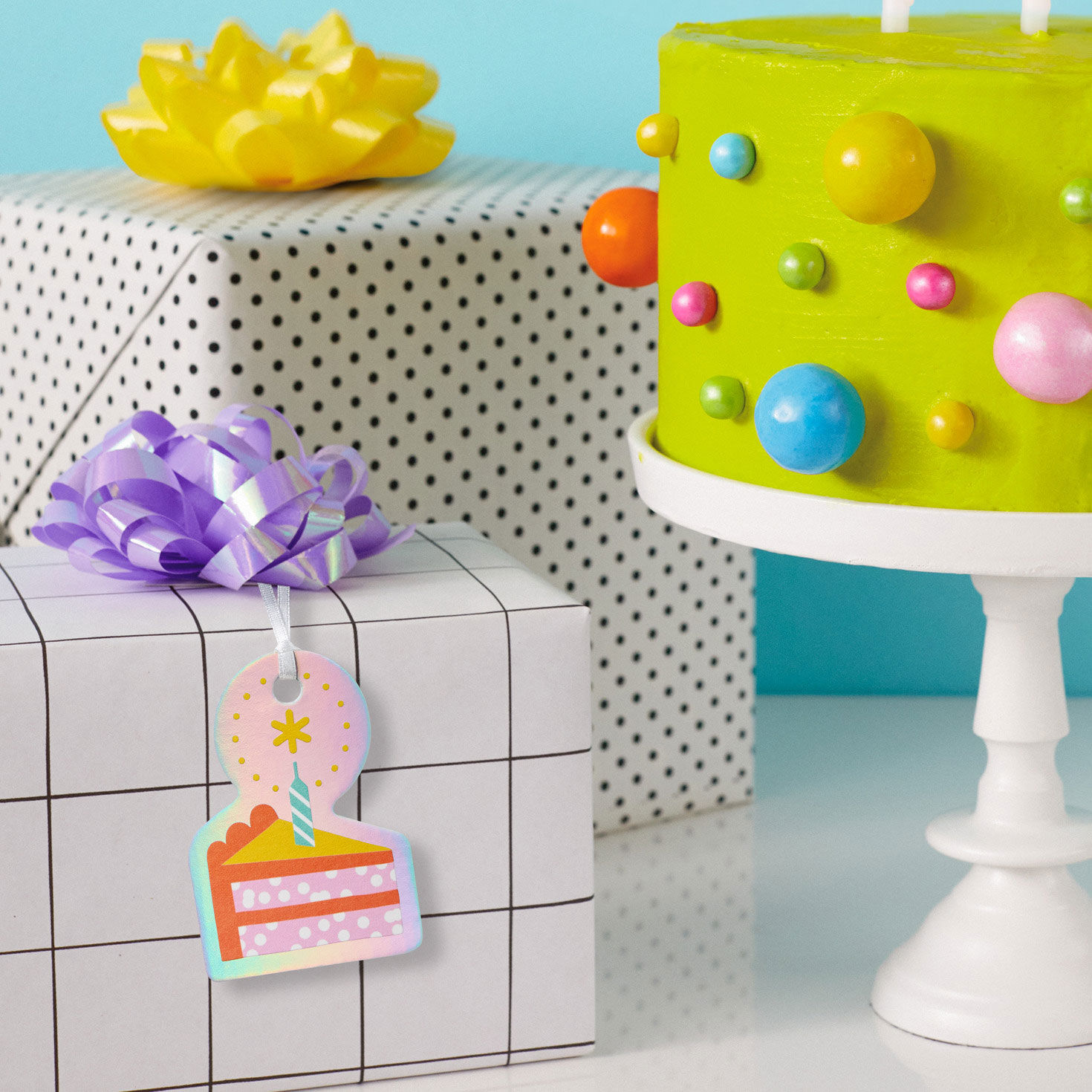 Slice of Cake With Candle Die-Cut Gift Tag in use image number 2