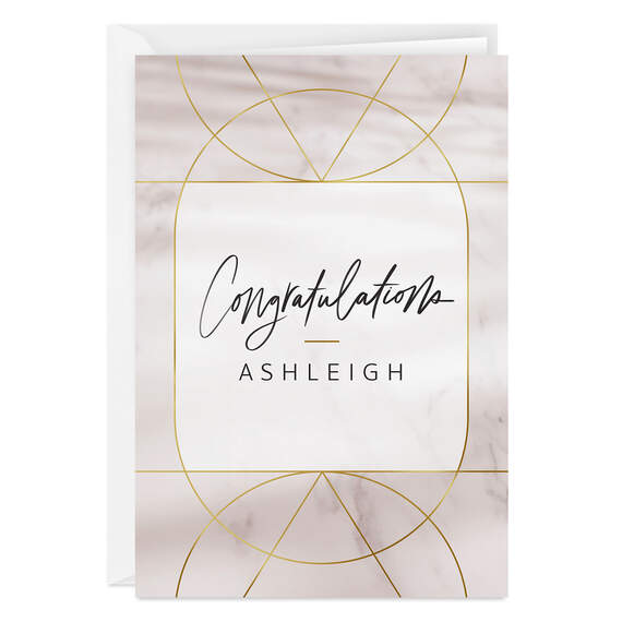 Personalized Gold Accents on Marble Card