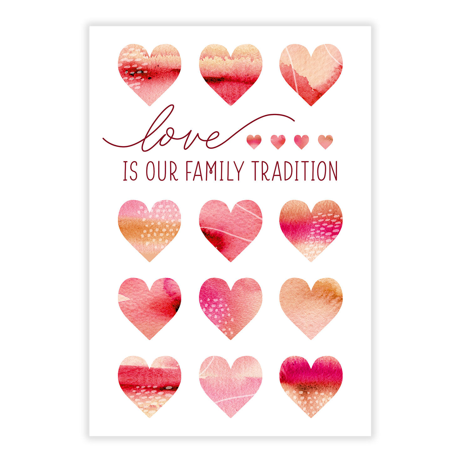 Watercolor Hearts Personalized Valentine's Day Card front image number 2