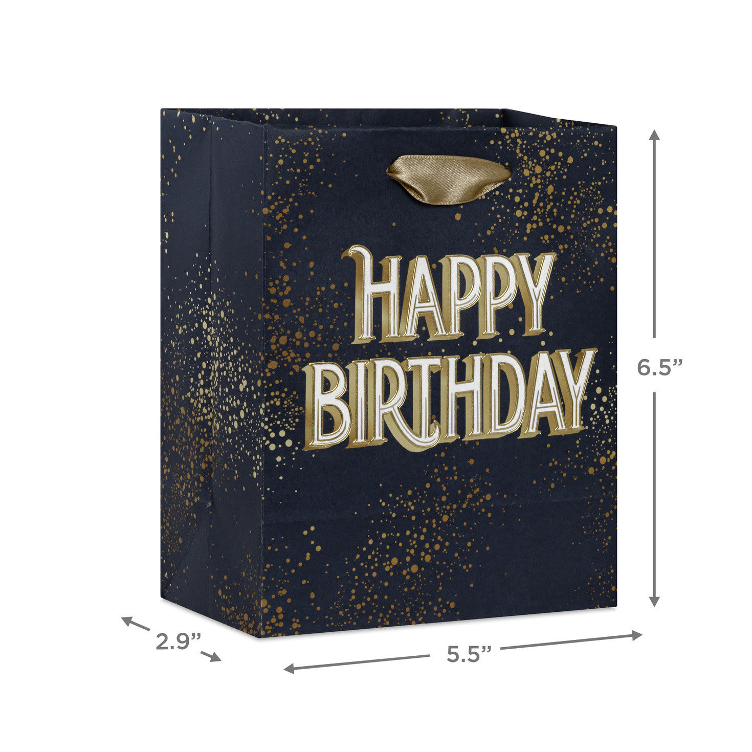 6.5" Gold and White Wishes on Navy Small Birthday Gift Bag for only USD 2.49 | Hallmark