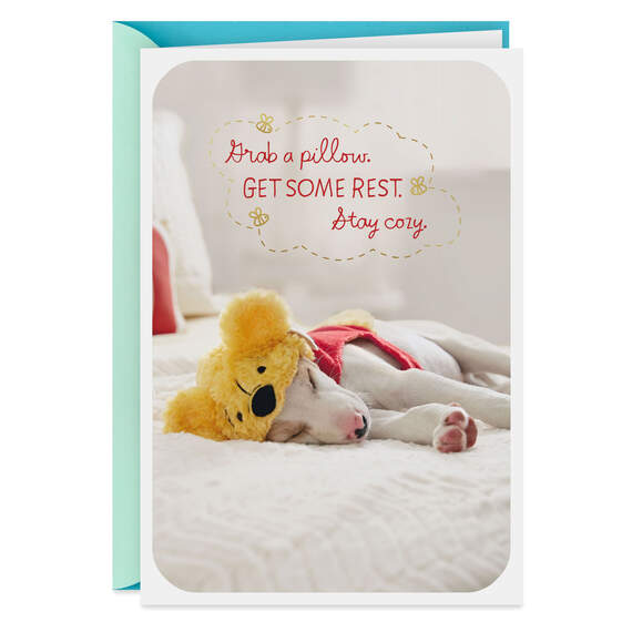 Disney Winnie the Pooh Sleeping Puppy Get Well Card, , large image number 1