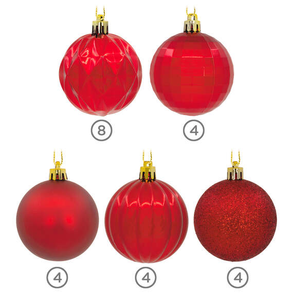 24-Piece Red Shatterproof Christmas Ornaments Set, , large image number 4