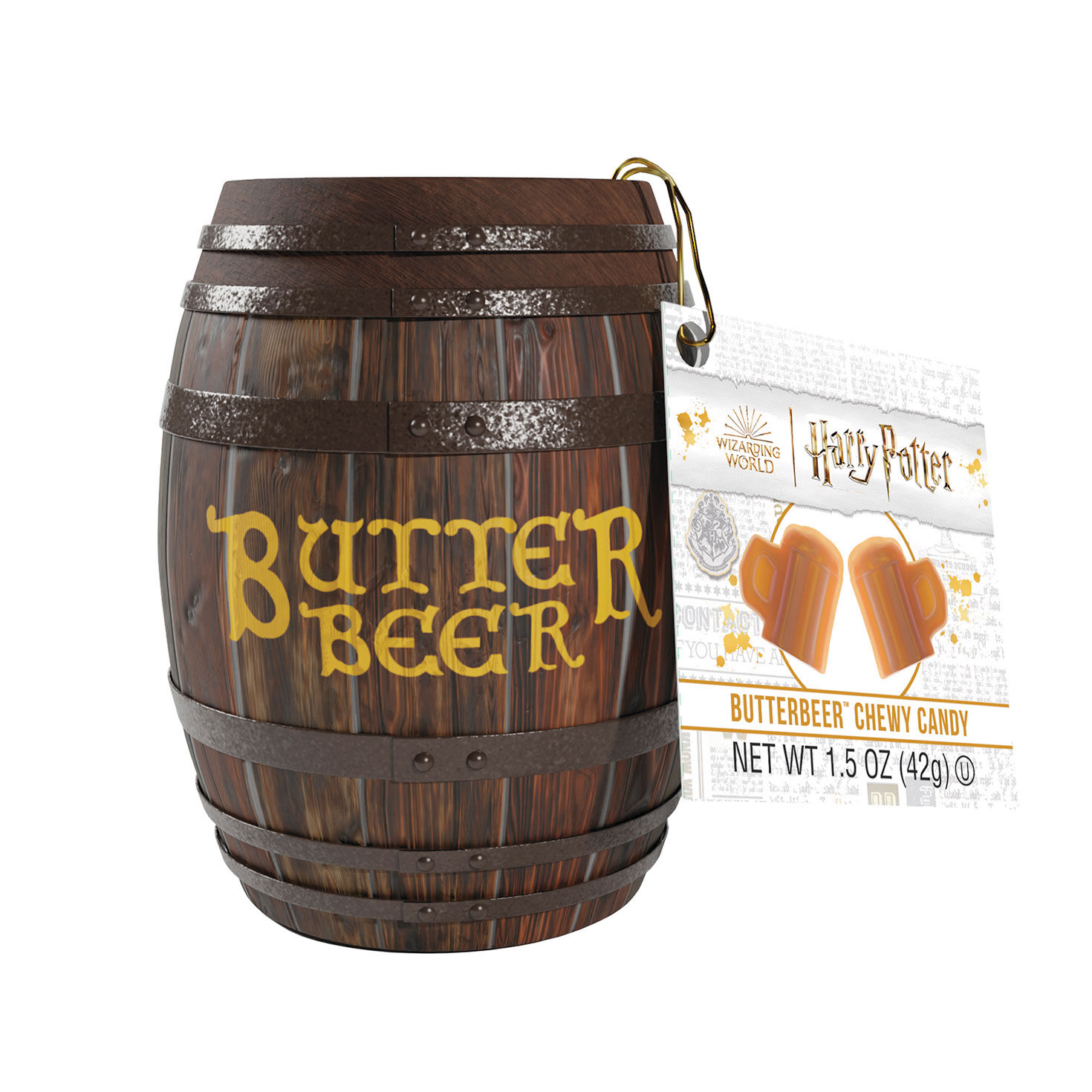 Jelly Belly Harry Potter Butterbeer Chewy Candies in Barrel Tin, 1.5 oz.