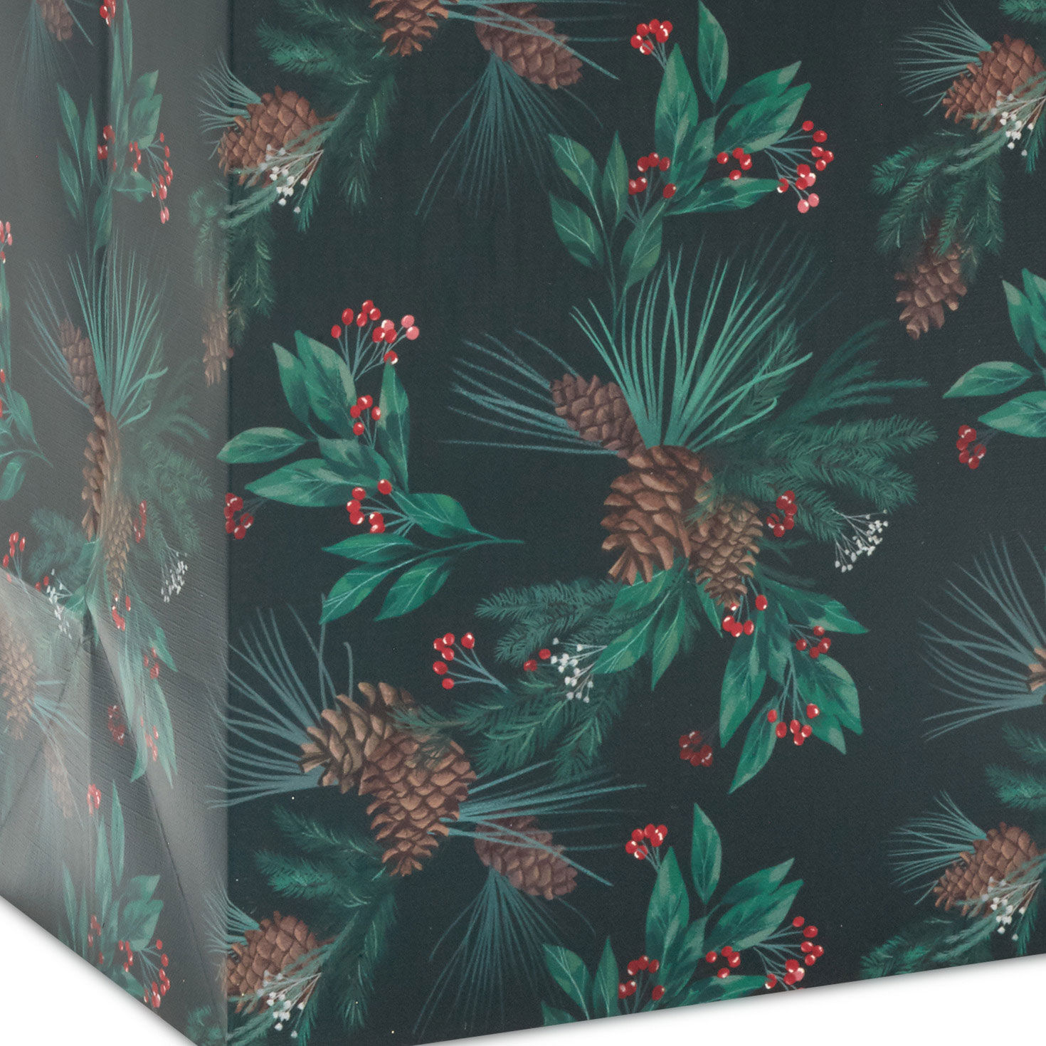 Pinecones and Berries Medium Holiday Gift Bag Base/Side Detail image number 5