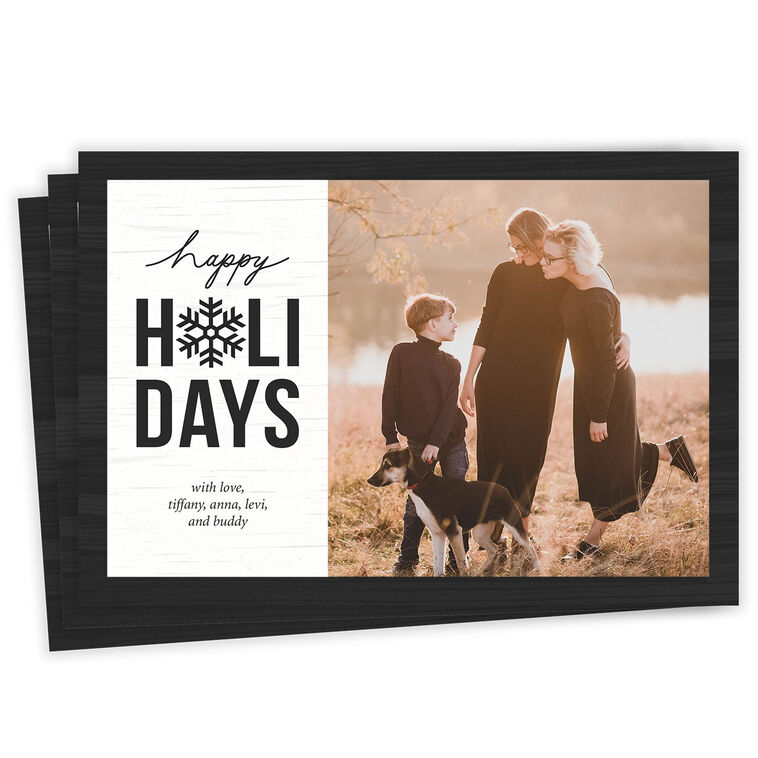 Rustic White and Black Flat Holiday Photo Card