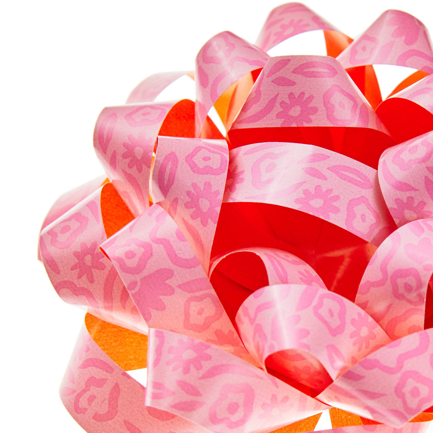 4.6" Pink Abstract Flowers Recyclable Gift Bow, Pink Abstract Flowers, large image number 3