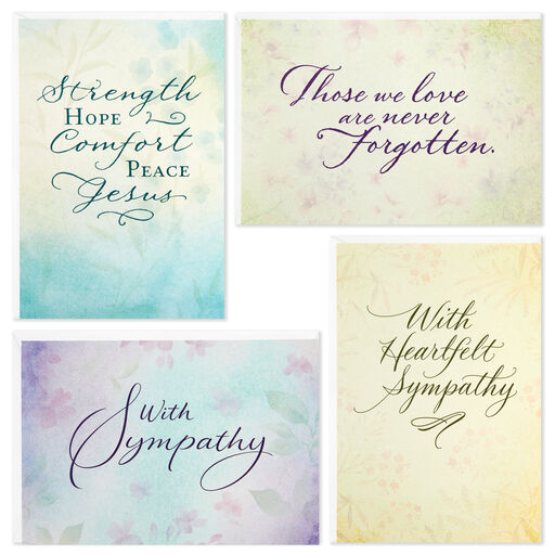 DaySpring Watercolor Floral Assorted Religious Sympathy Cards, Box of 12, 