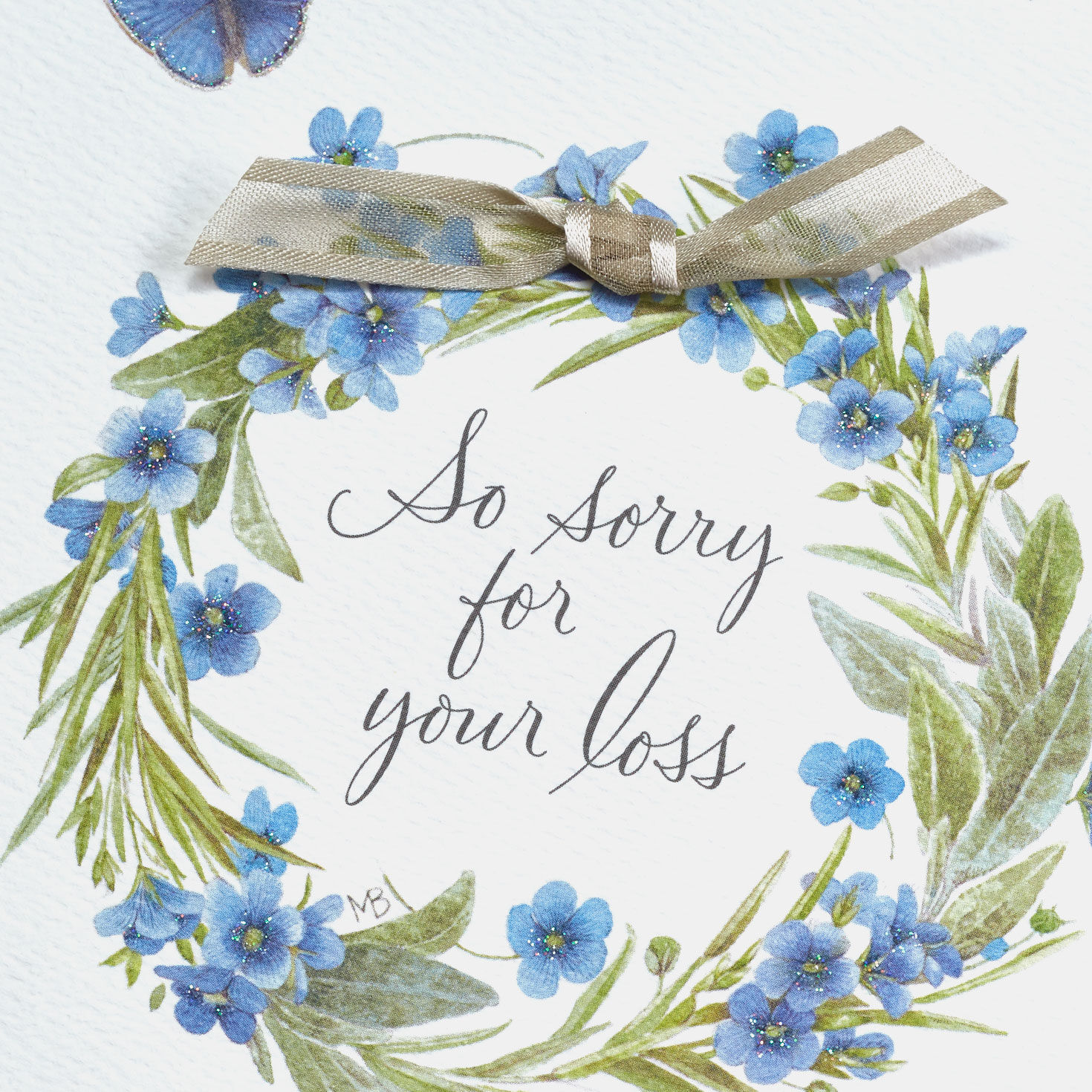 Marjolein Bastin Wreath With Butterflies Sympathy Card, , large image number 4