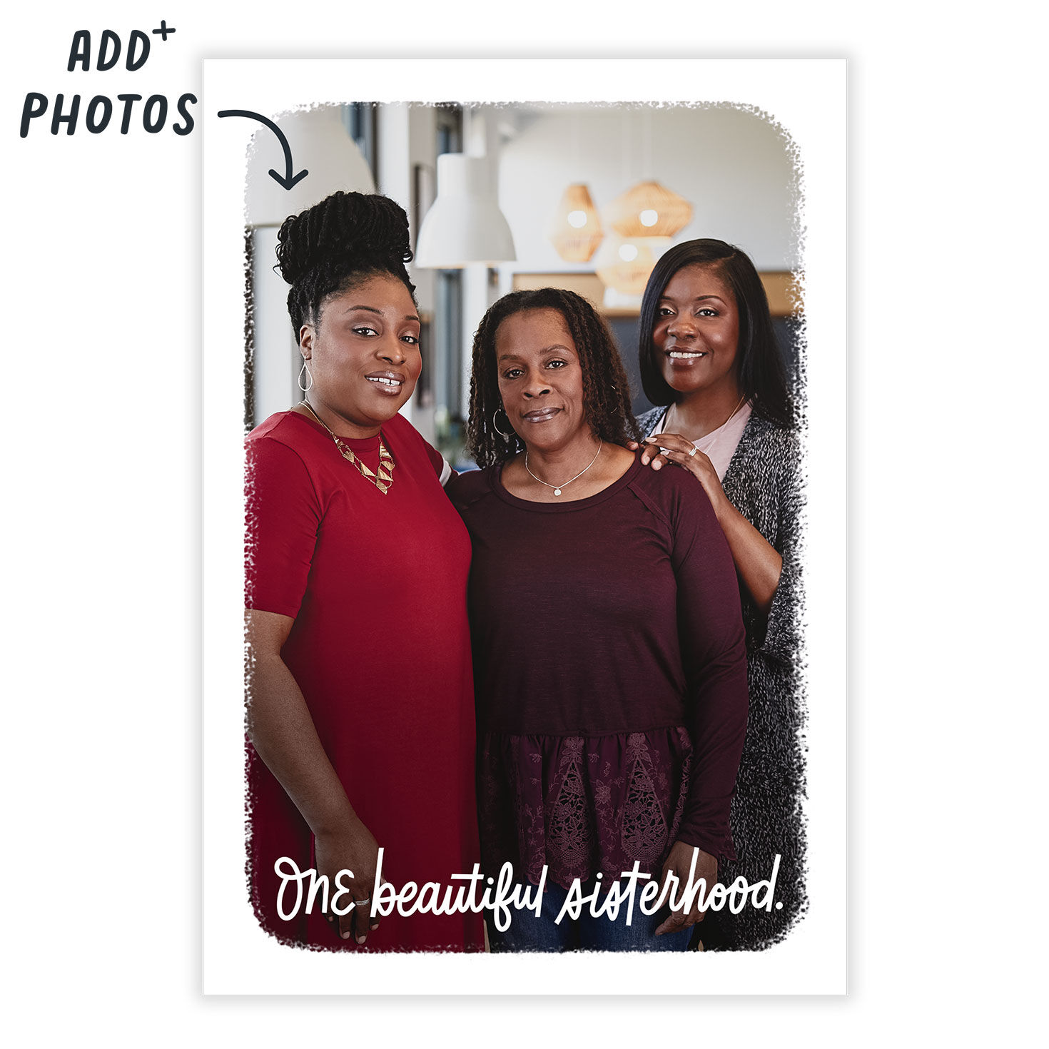 Beautiful Sisterhood White Frame Personalized Card Card Front indicating personalization image number 2