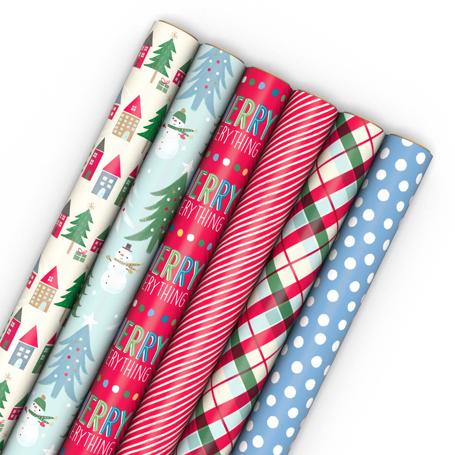 Colorful Christmas 6 Pack Wrapping Paper 180 sq. ft. Wrapping Paper Hallmark